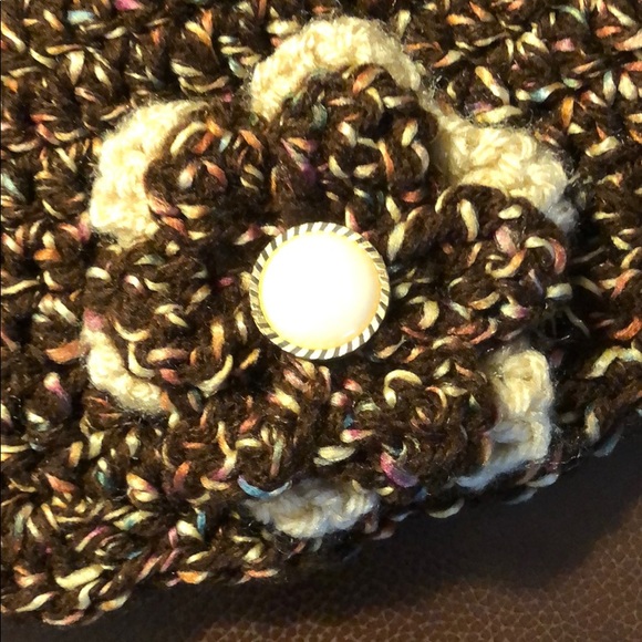 Ladies floppy winter hat flower beanie New hand crochet by me #351 - Picture 5 of 7